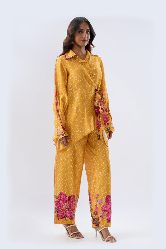 Blossom Yellow Polka Long Co-ord Set