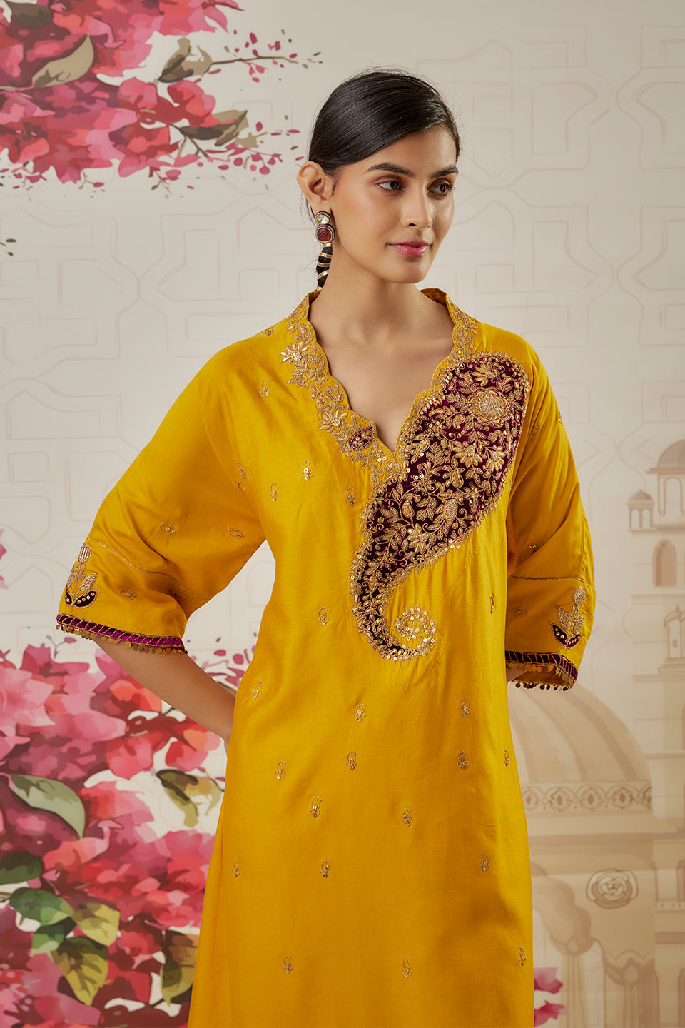 Riwayat Yellow Kaftan Set