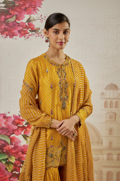 Riwayat Yellow Printed Sharara set