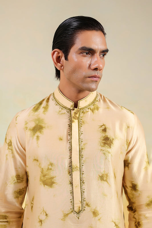 Olive Green Shibori Kurta Set