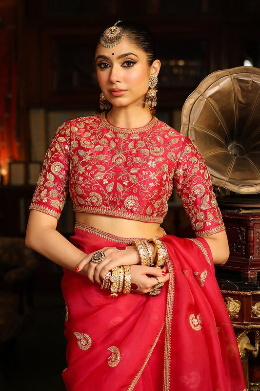 Ahista Dark Pink Gota Patti Saree Set