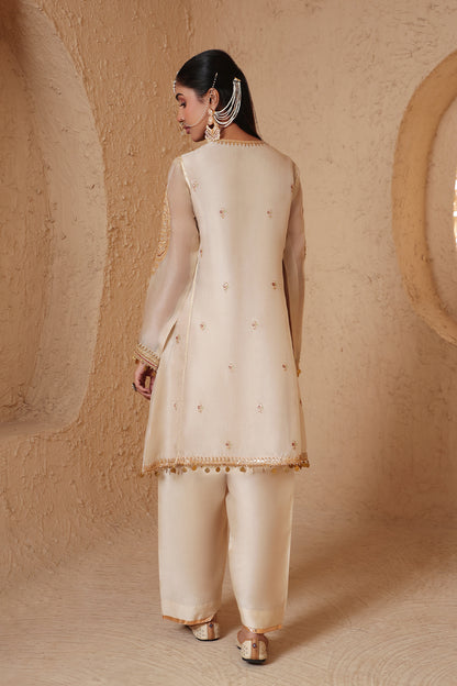Mehrang Ivory Short Pheran Kurta Set