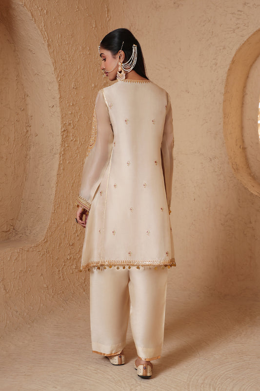 Mehrang Ivory Short Pheran Kurta Set