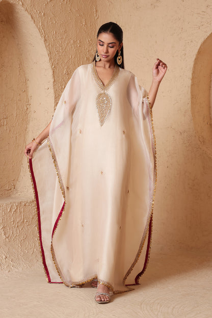 Mehrang Ivory Kaftan Set