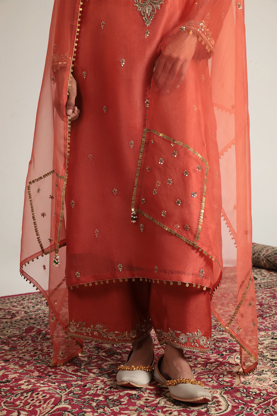 Zar:Rang Orange Long Kurta Set