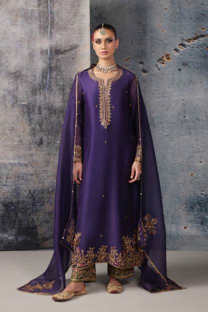 Zar:Rang Purple Straight Long Kurta Set