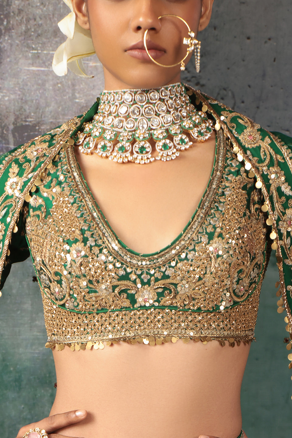Zar:Rang Green Zardosi Lehenga Set