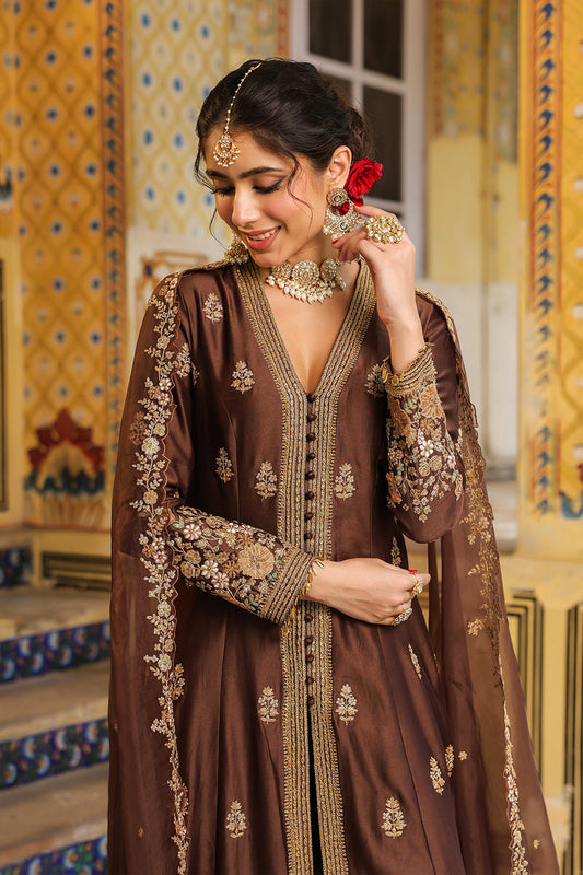 Ahista Brown Jacket Anarkali Set