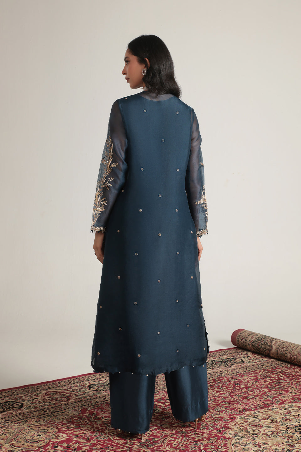 Zar:Rang Blue Light Phool Patti Kurta Set