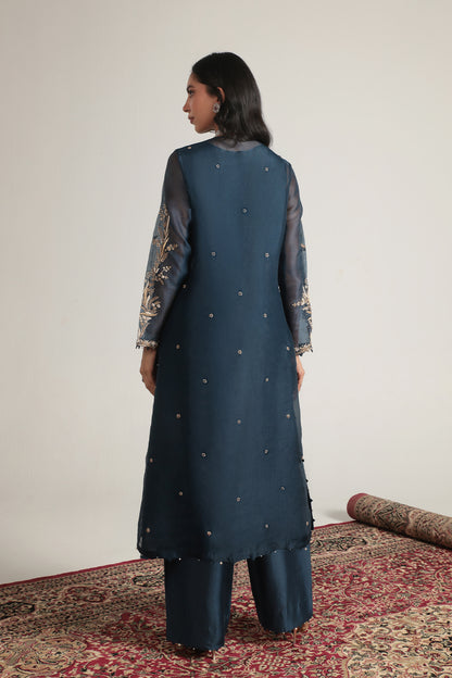 Zar:Rang Blue Light Phool Patti Kurta Set