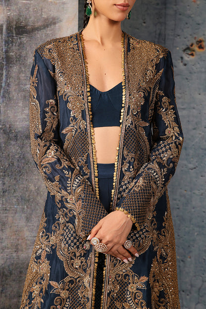 Zar:Rang Blue Long Jacket Set