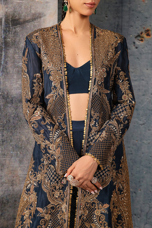 Zar:Rang Blue Long Jacket Set