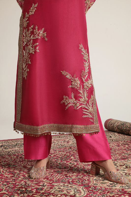 Zar:Rang Pink Jaal Kurta Set