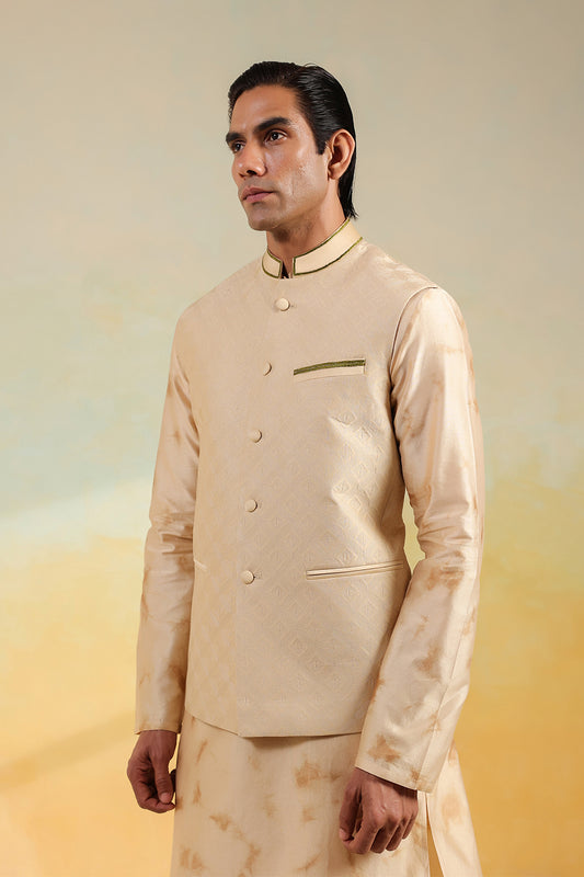 Brown Shibori Quilted Bandi Kurta Set