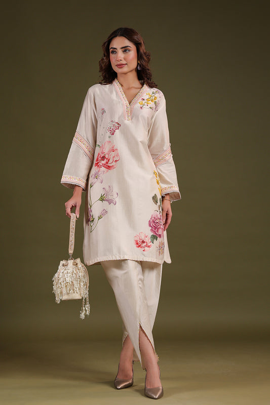 Noor Ivory Short Kurti Set