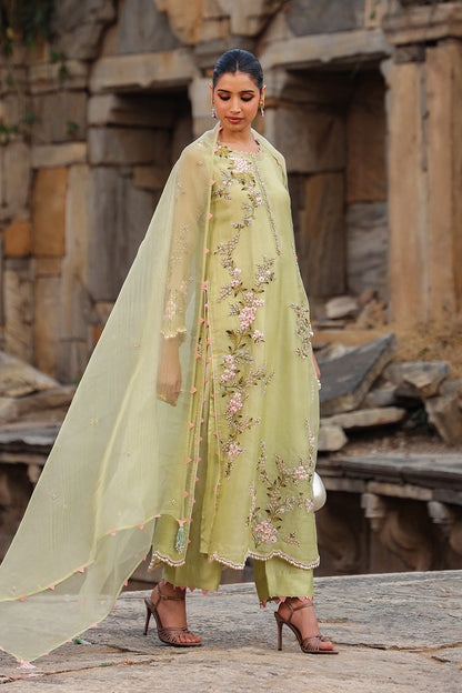 Vaayu Green Multicolor Jaal Kurta Set