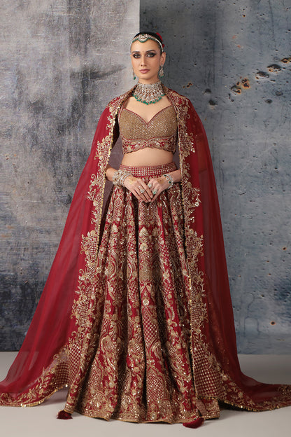 Zar:Rang Maroon Heavy Jaal Lehenga Set