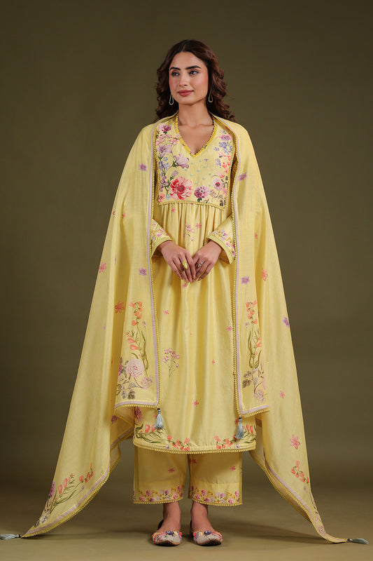 Noor Yellow Frockstyle Kurta Set