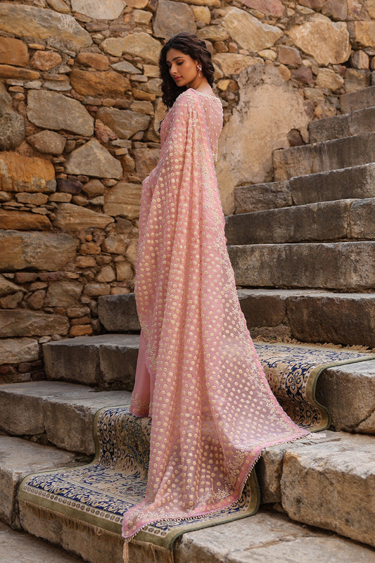 Vaayu Pink Heavy Butti Jaal Saree Set