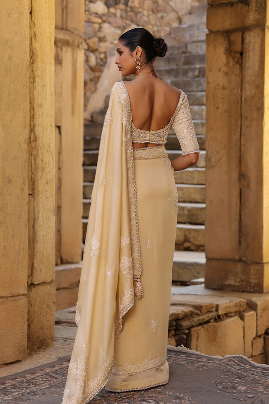 Vaayu Beige Bail Buti Saree Set