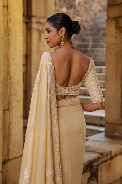 Vaayu Beige Bail Buti Saree Set