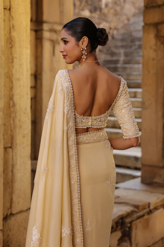 Vaayu Beige Bail Buti Saree Set