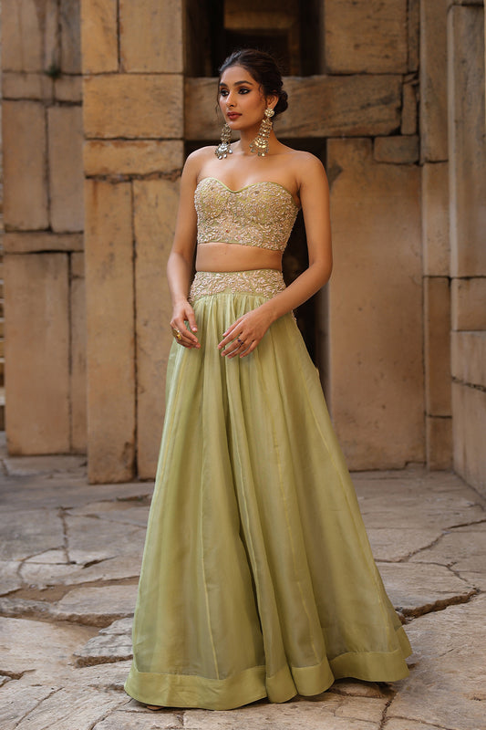 Vaayu Green Jacket Lehenga Set