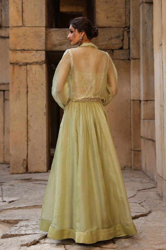 Vaayu Green Jacket Lehenga Set