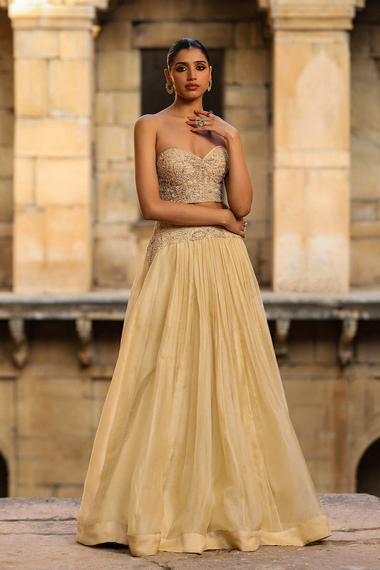 Vaayu Beige Jacket Lehenga Set