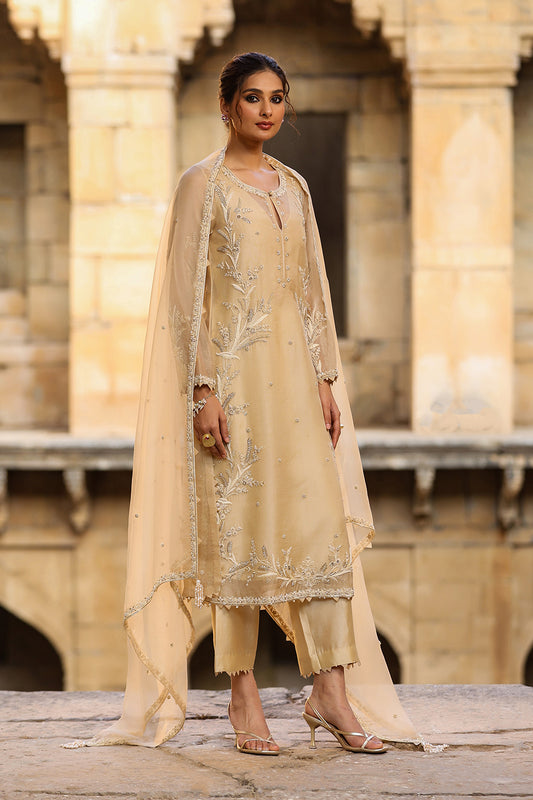 Vaayu Beige Phool Patti Kurta Set