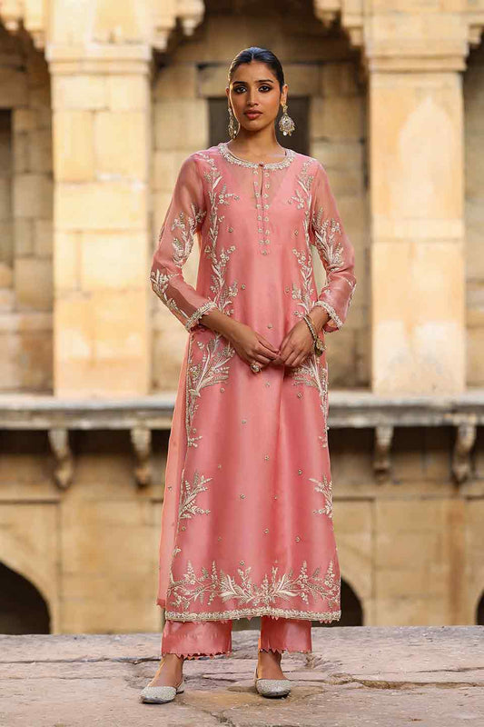 Vaayu Pink Phool Patti Kurta Set