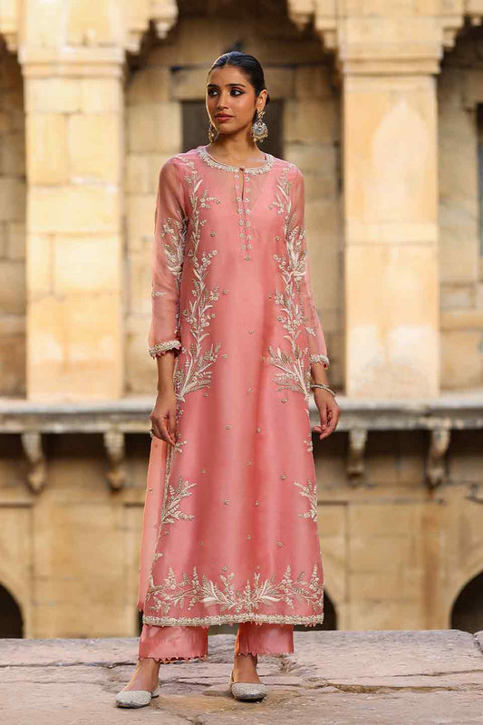 Vaayu Pink Phool Patti Kurta Set