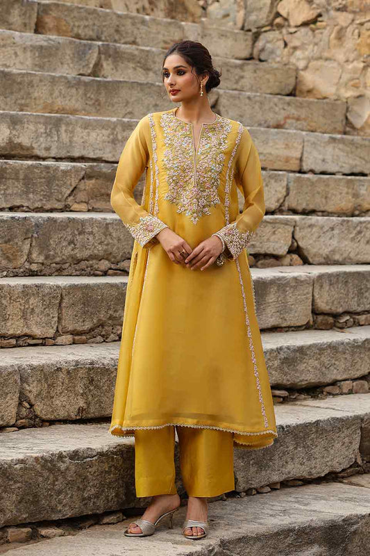 Vaayu Yellow Heavy Pheran Kurta Set