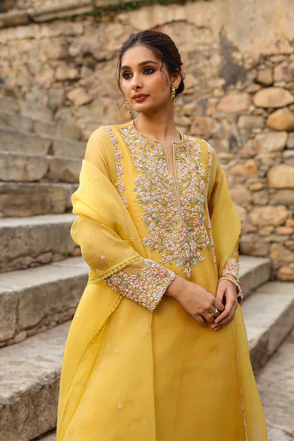 Vaayu Yellow Heavy Pheran Kurta Set