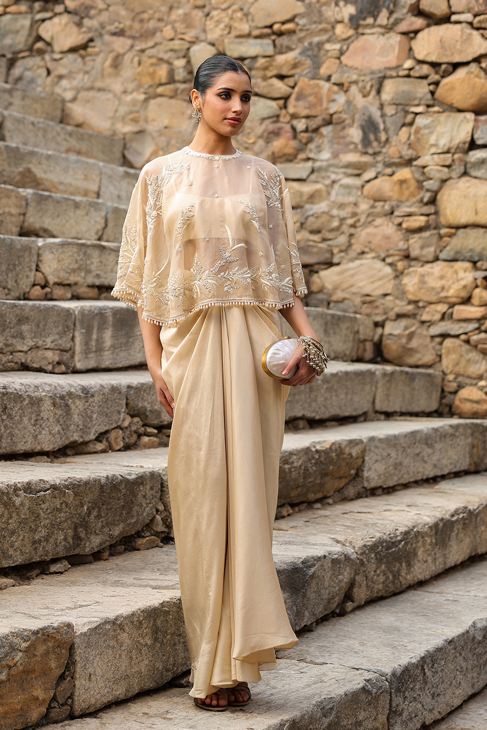 Vaayu Beige Cape Set