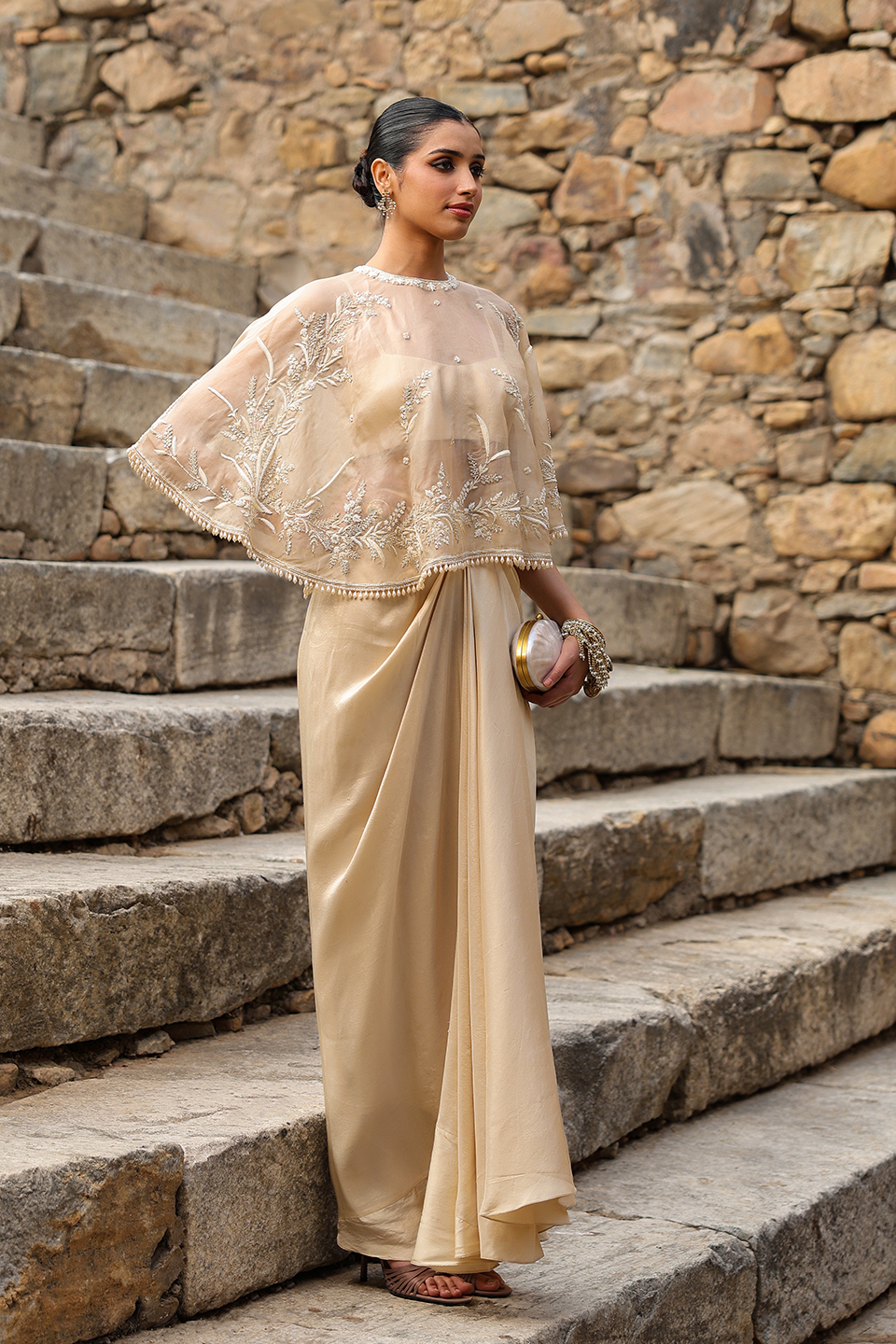 Vaayu Beige Cape Set