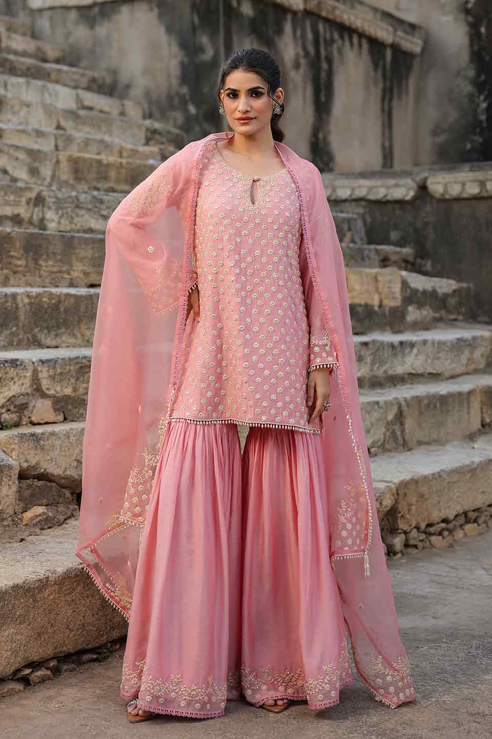 Vaayu Pink Buti Sharara Set