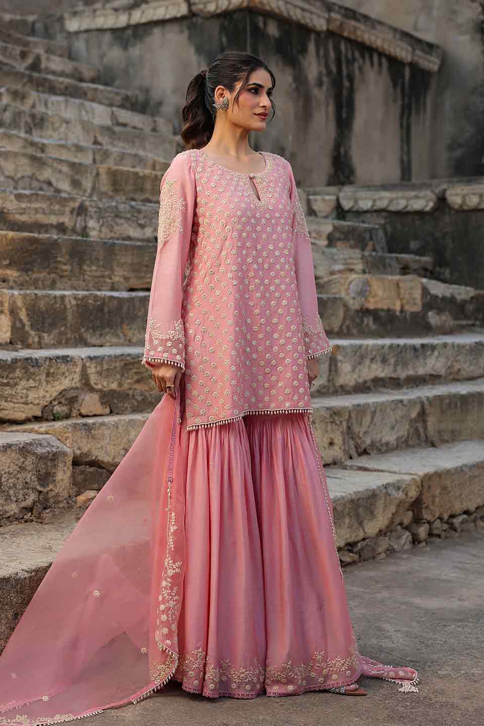 Vaayu Pink Buti Sharara Set