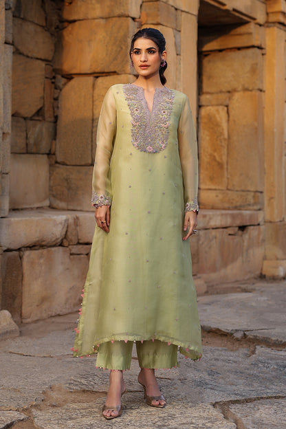 Vaayu Green Heavy Neck Kurta Set