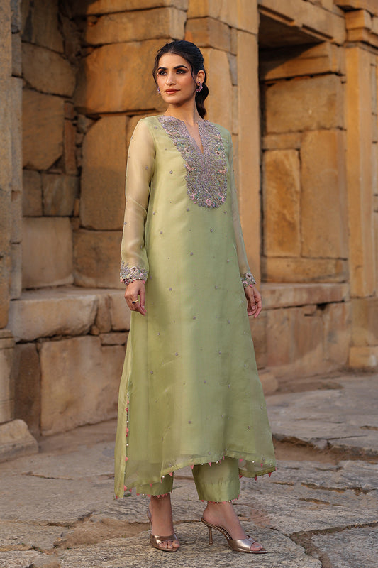 Vaayu Green Heavy Neck Kurta Set