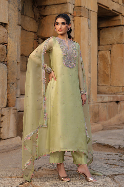 Vaayu Green Heavy Neck Kurta Set