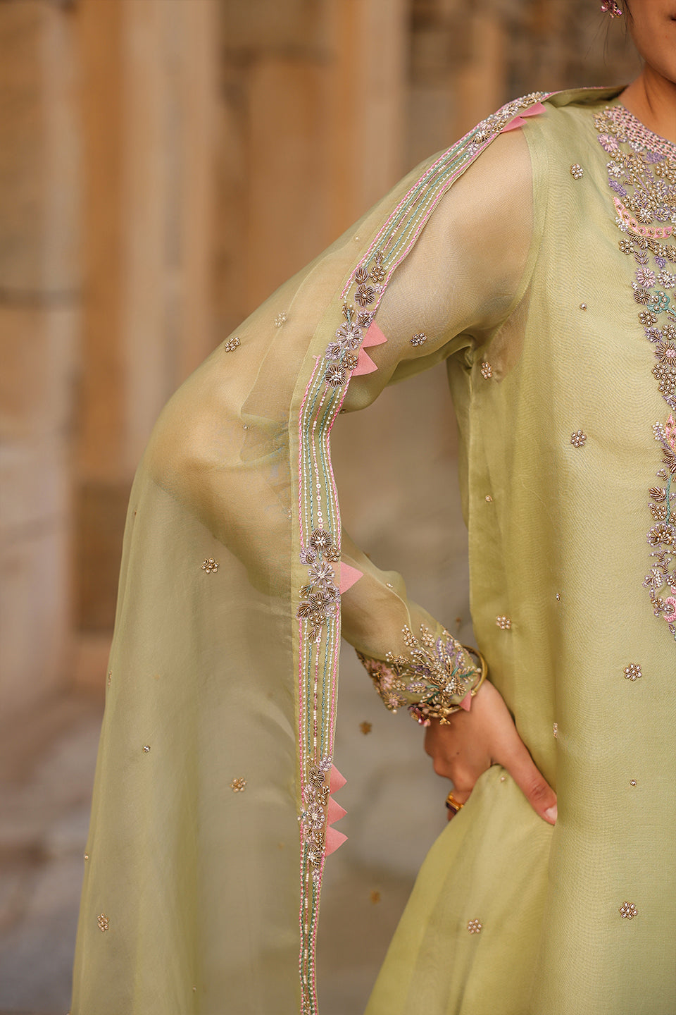 Vaayu Green Heavy Neck Kurta Set