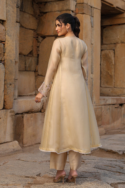 Vaayu Beige Pheran Kurta Set