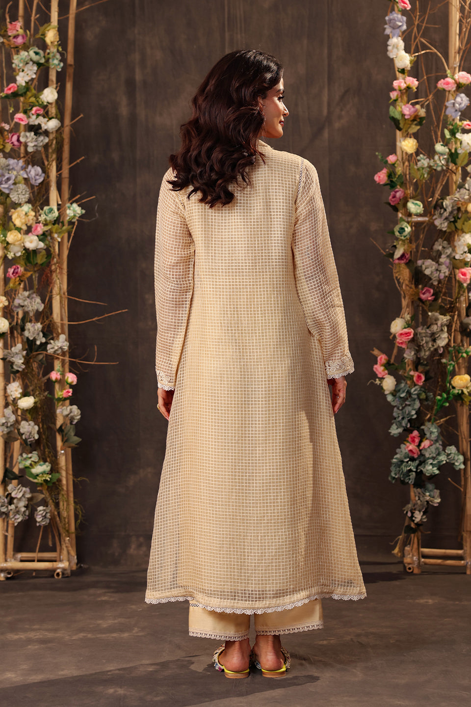 Vaayu Beige Tie-up Kurta Set