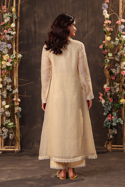 Vaayu Beige Tie-up Kurta Set