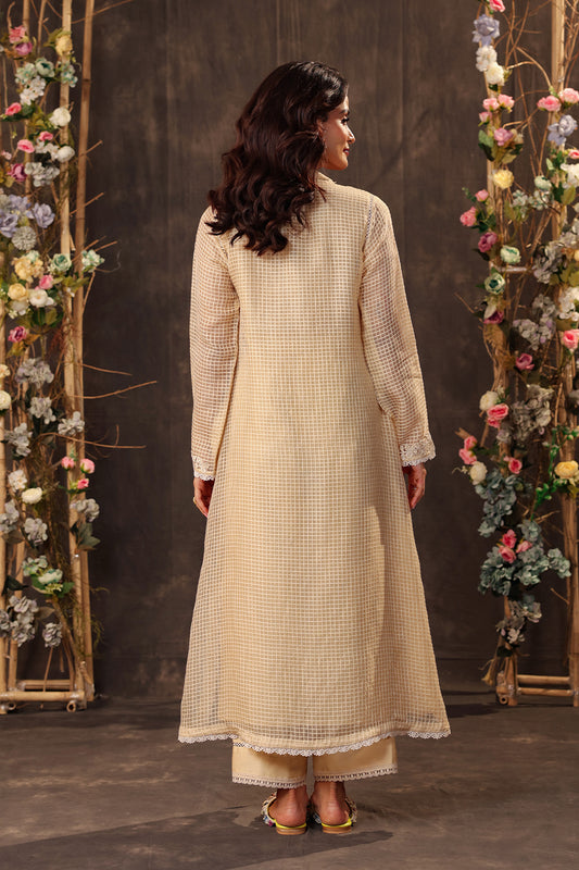 Vaayu Beige Tie-up Kurta Set