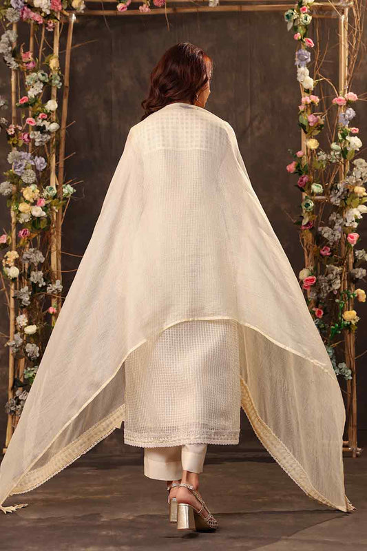 Vaayu Ivory Straight Long Kurta Set