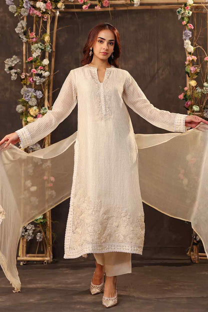 Vaayu Ivory Straight Long Kurta Set