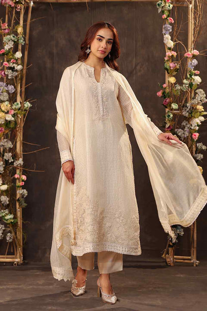 Vaayu Ivory Straight Long Kurta Set