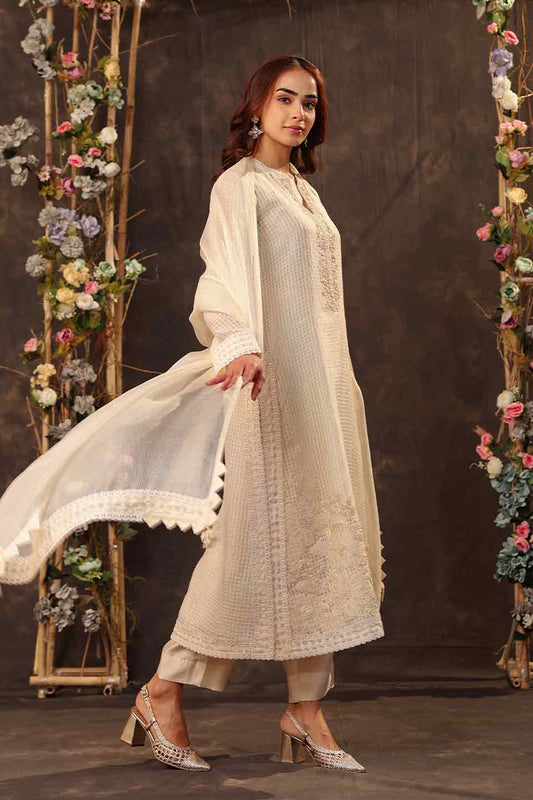 Vaayu Ivory Straight Long Kurta Set